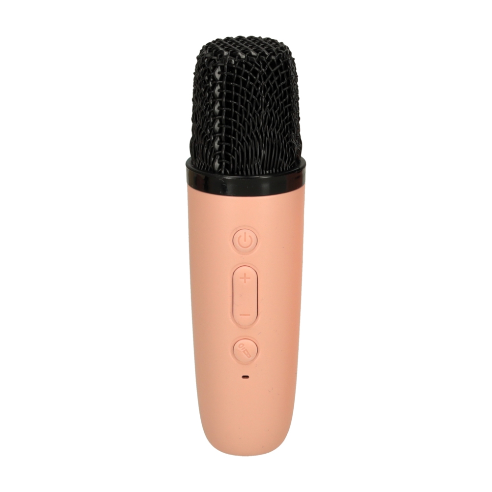 Karaokės rinkinys Bluetooth garsiakalbis mikrofonas USB LED rožinis