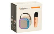 Karaokės rinkinys "Bluetooth" garsiakalbis mikrofonas USB LED rožinis