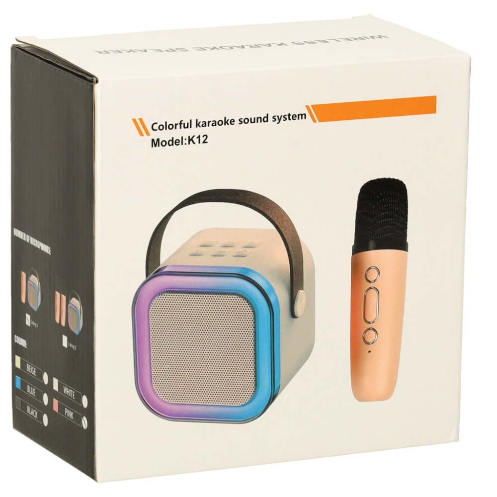 Karaokės rinkinys Bluetooth garsiakalbis mikrofonas USB LED rožinis