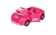 Lėlės automobilis kabrioletas pikniko rinkinys lėlė šuo rožinis 4 el.