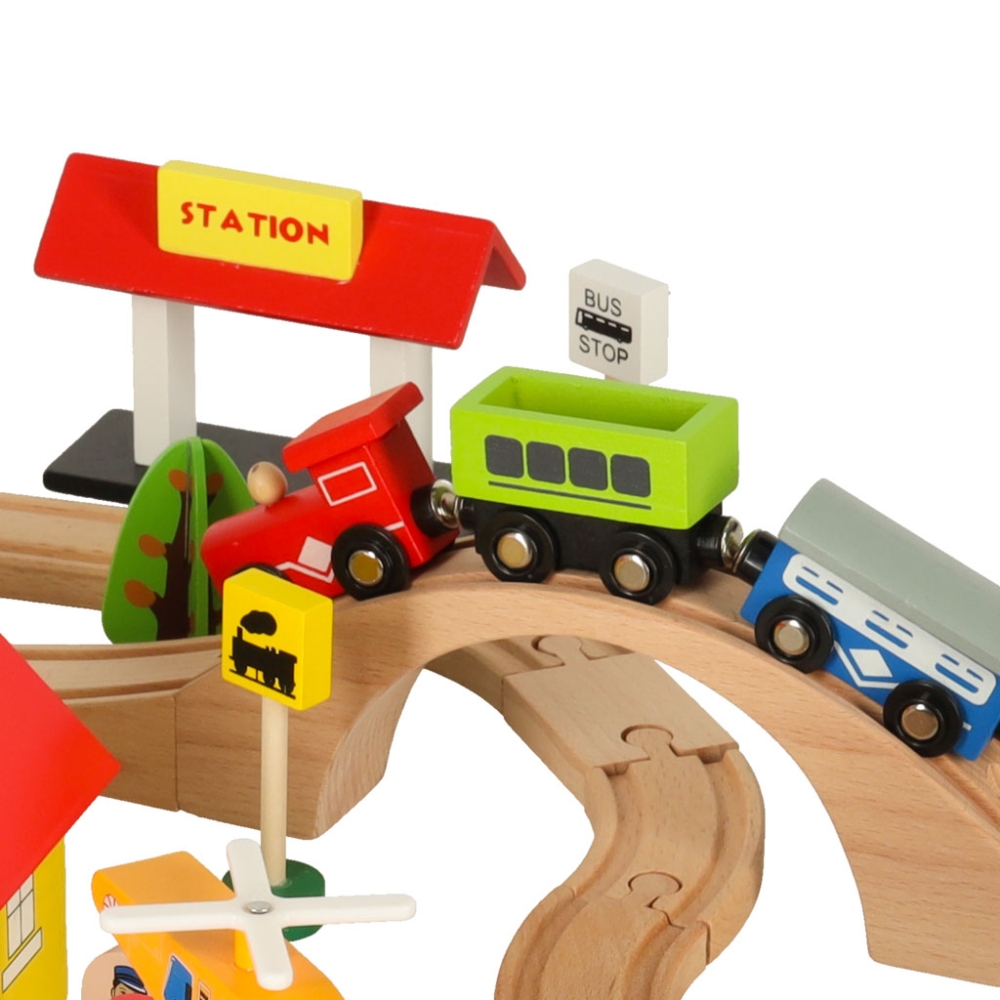 Medinis traukinio lokomotyvas miestas 69 elementai-Žaislai, Auto ir transporto žaislai, Traukiniai-e-vaikas