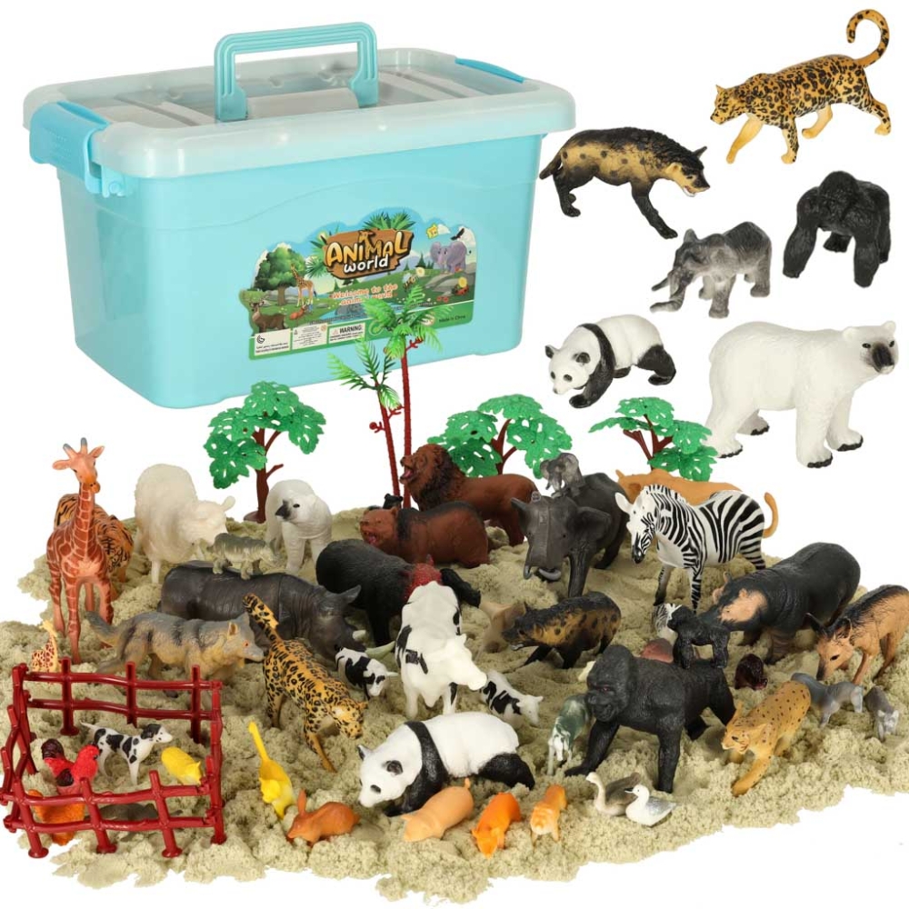 Gyvūnų figūrėlių zoologijos sodo safari rinkinys 59 el.
