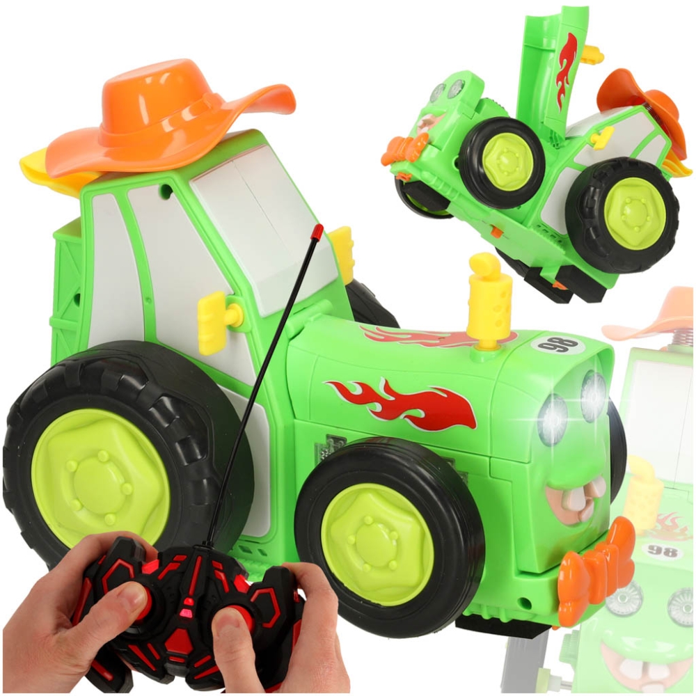 Traktorius RC šokinėjantis su garsais žalias-Žaislai, Auto ir transporto žaislai, Traktoriai-e-vaikas