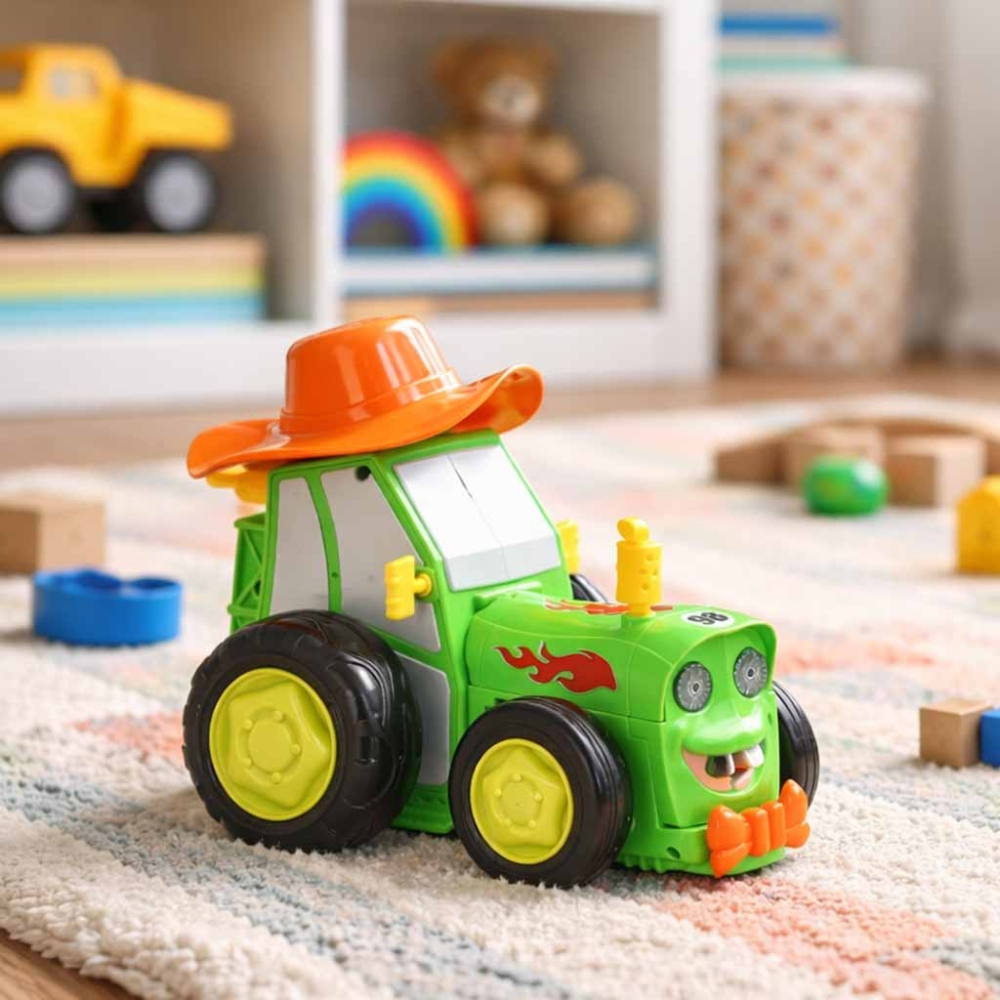 Traktorius RC šokinėjantis su garsais žalias-Žaislai, Auto ir transporto žaislai, Traktoriai-e-vaikas