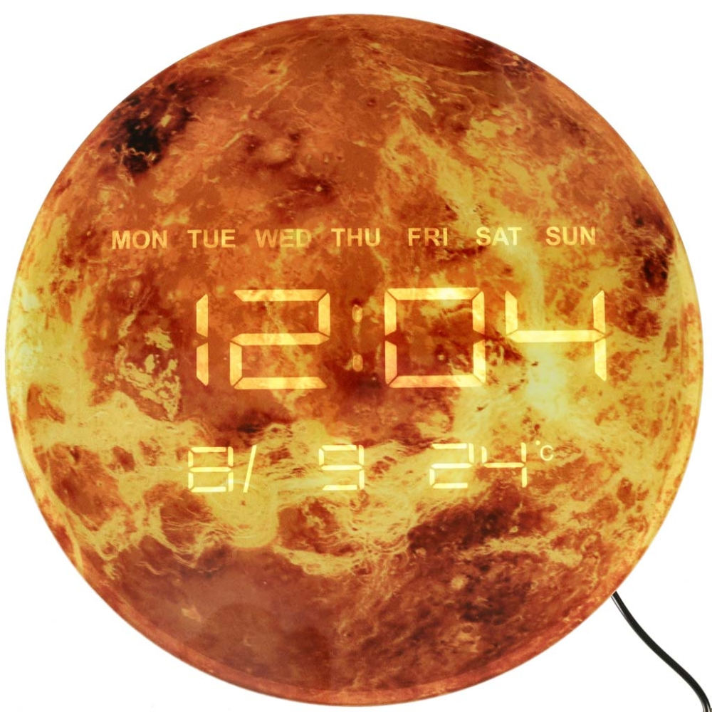 Sieninis laikrodis Planetos Marsas su LED ekranu 32 cm oranžinis-Namai, laisvalaikis, turizmas, Namų apyvokos prekės-e-vaikas