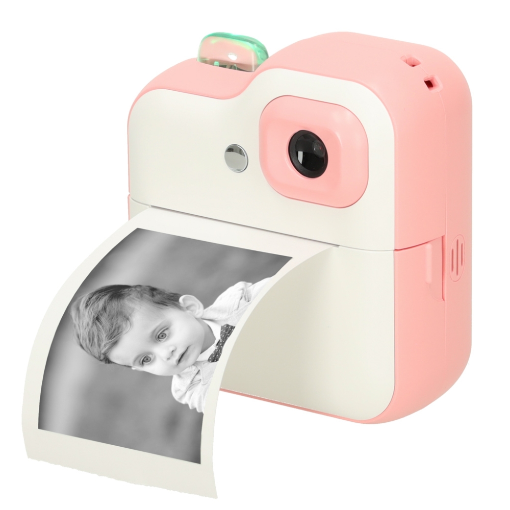 Momentinis fotoaparatas, terminis spausdintuvas + kasetės, 32 GB kortelė, rožinė