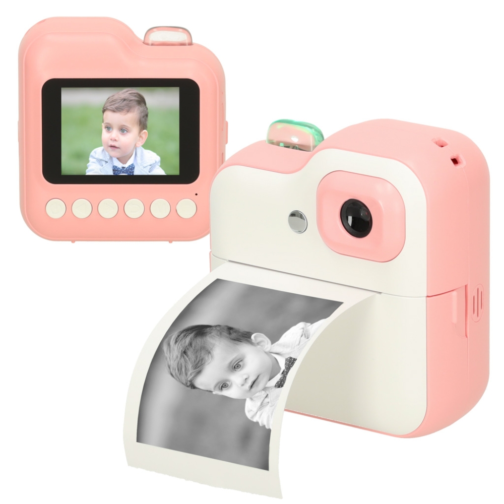 Momentinis fotoaparatas, terminis spausdintuvas + kasetės, 32 GB kortelė, rožinė