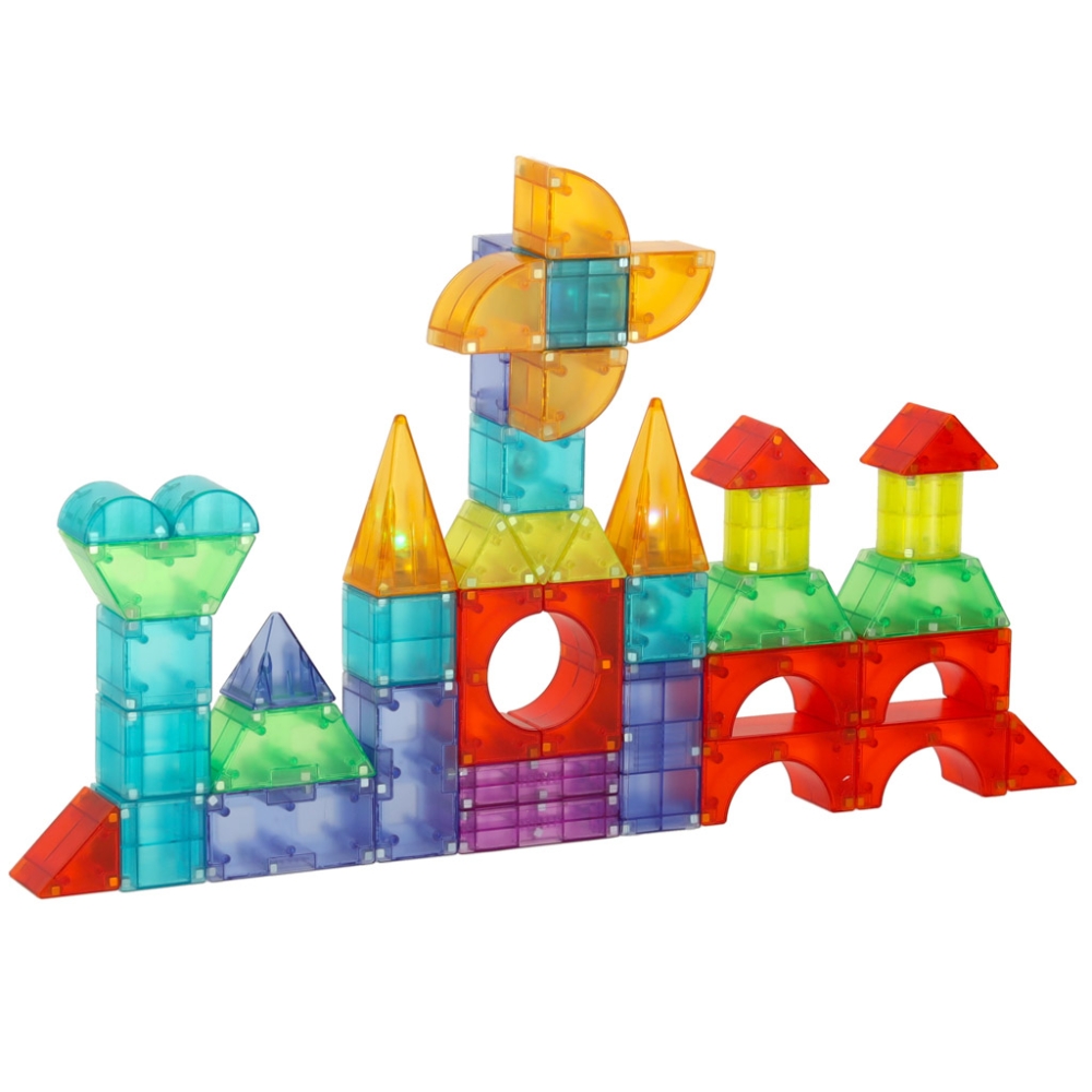 Magnetinės konstrukcijos plytos šviečiančios 3D figūros 134 el.