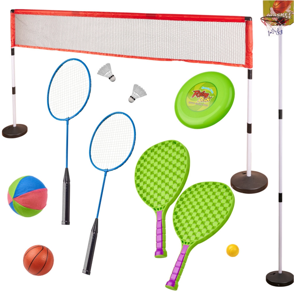 Sporto rinkinys 5in1 badmintonas krepšinis tinklinis tenisas frisbis-Žaislai, Lauko žaislai, Lauko žaidimai ir sporto prekės, Ža