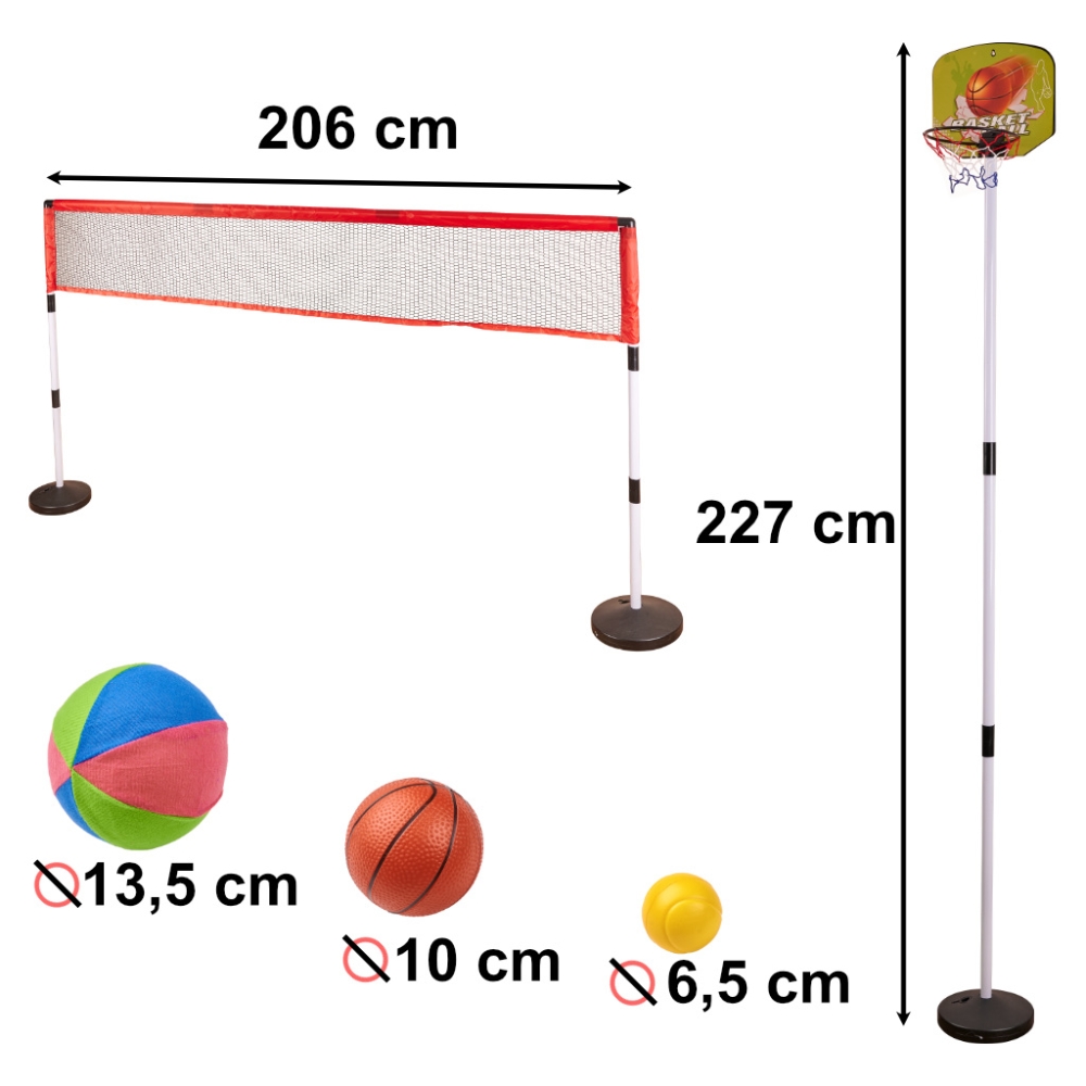 Sporto rinkinys 5in1 badmintonas krepšinis tinklinis tenisas frisbis-Žaislai, Lauko žaislai, Lauko žaidimai ir sporto prekės, Ža
