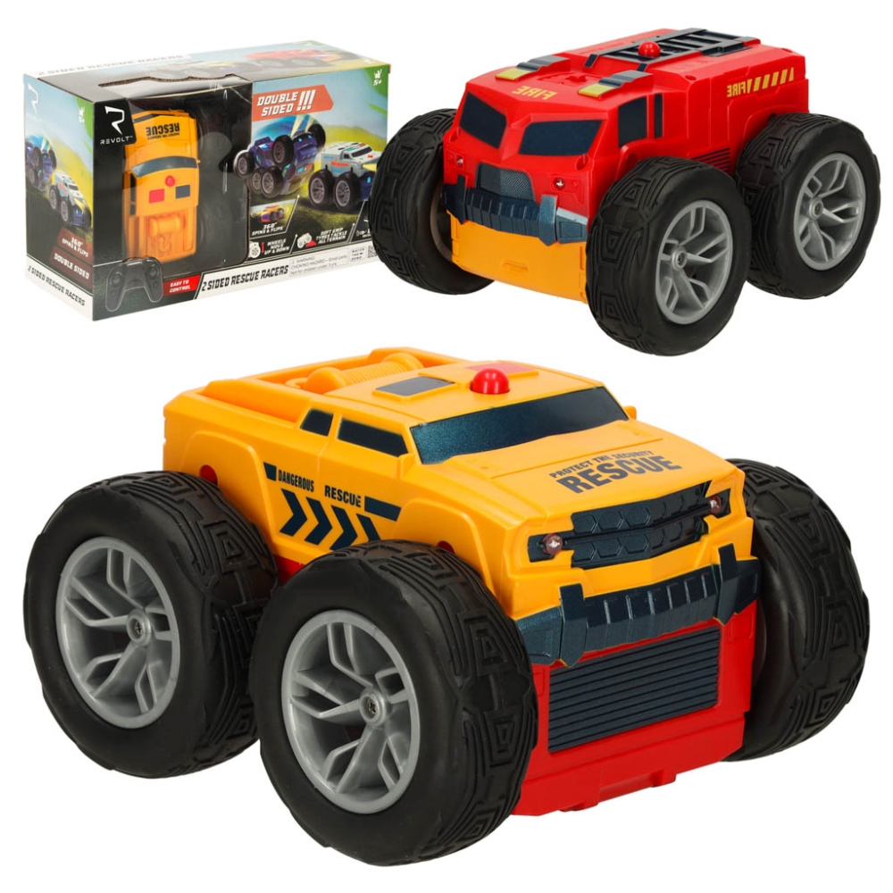 Nuotolinio valdymo automobilis "Revolt 2 Sided Rescue Racer mega transformacija 360 4WD sukimasis