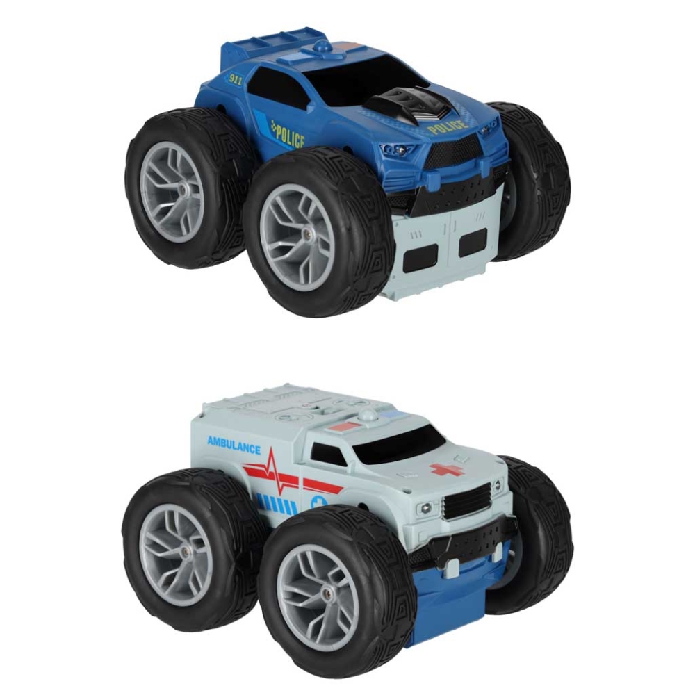 Nuotolinio valdymo automobilis "Revolt 2 Sided Rescue Racer mega transformacija 360 4WD sukimasis-Žaislai, Auto ir transporto ža