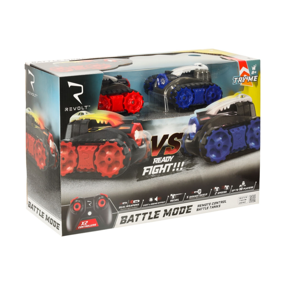 RC nuotolinio valdymo vikšriniai automobiliai REVOLT TG1004T Koviniai tankai Lazerio dvikova 2,4 GHz LED garso efektai Off-Road-