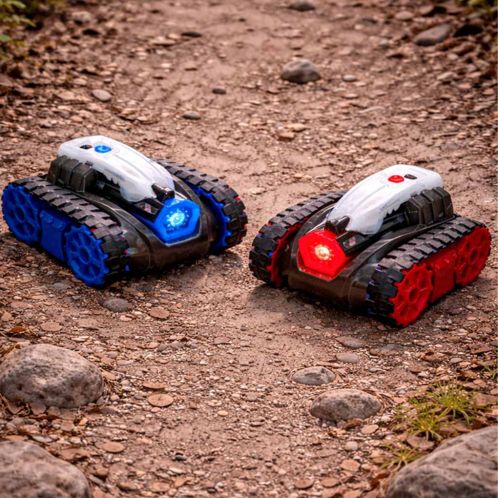 RC nuotolinio valdymo vikšriniai automobiliai REVOLT TG1004T Koviniai tankai Lazerio dvikova 2,4 GHz LED garso efektai Off-Road-