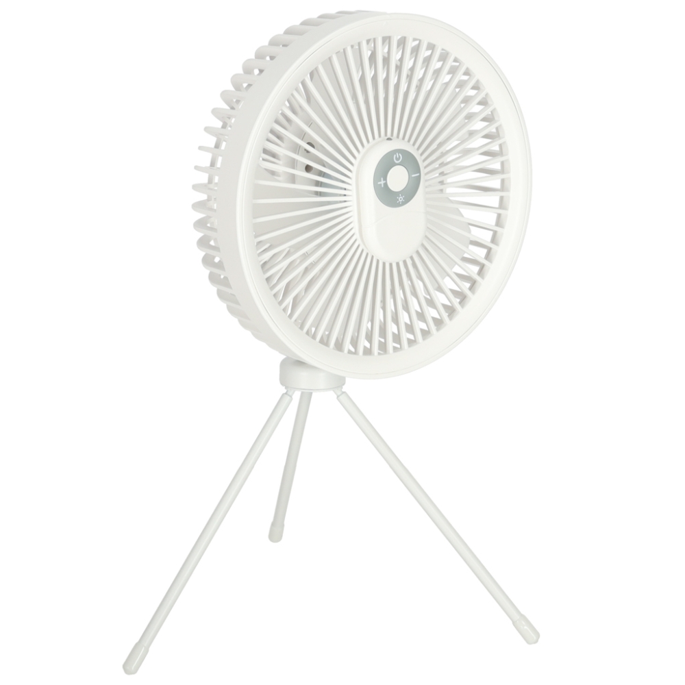 Stalinis ventiliatorius su belaidžiu USB nuotolinio valdymo pulteliu ir apšvietimu 4 galios lygiai 18 cm, baltas
