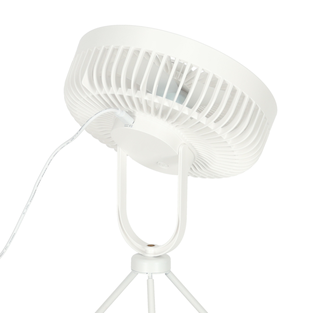 Stalinis ventiliatorius su belaidžiu USB nuotolinio valdymo pulteliu ir apšvietimu 4 galios lygiai 18 cm, baltas