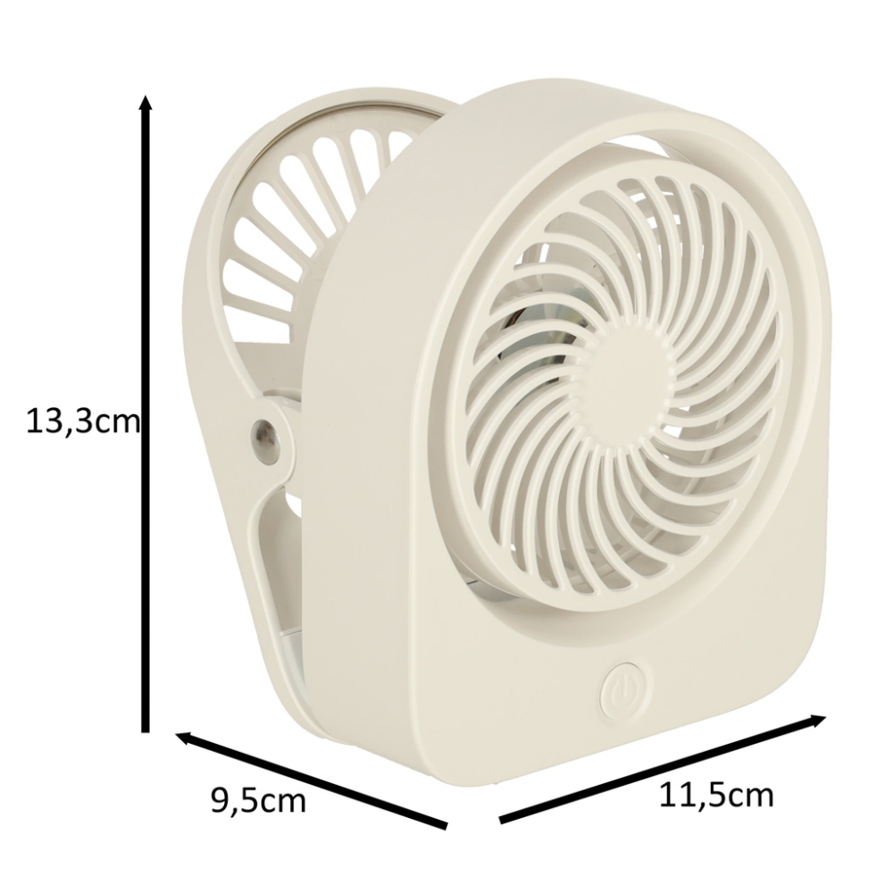 Stalinis ventiliatorius belaidis belaidis USB aušinimas 3 galios lygiai 11,5 cm baltas