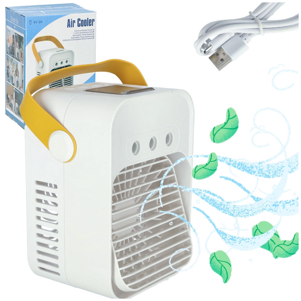 Stalinis ventiliatorius drėkintuvas 3in1 USB baltas