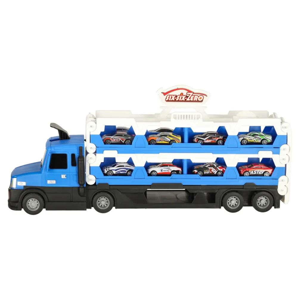 Sunkvežimių transporteris TIR XXL sulankstoma transporto priemonė 10 automobilių mėlyna-Žaislai, Auto ir transporto žaislai, Gar