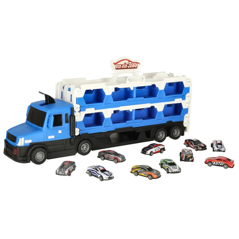 Sunkvežimių transporteris TIR XXL sulankstoma transporto priemonė 10 automobilių mėlyna-Žaislai, Auto ir transporto žaislai, Gar