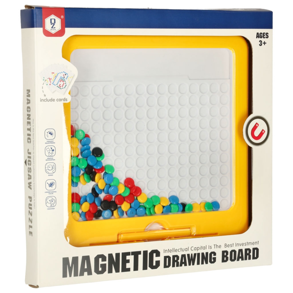 Magnetinė mozaikinė dėlionė montessori 26x26cm, geltona-Žaislai, Dėlionės, Magnetinės dėlionės-e-vaikas