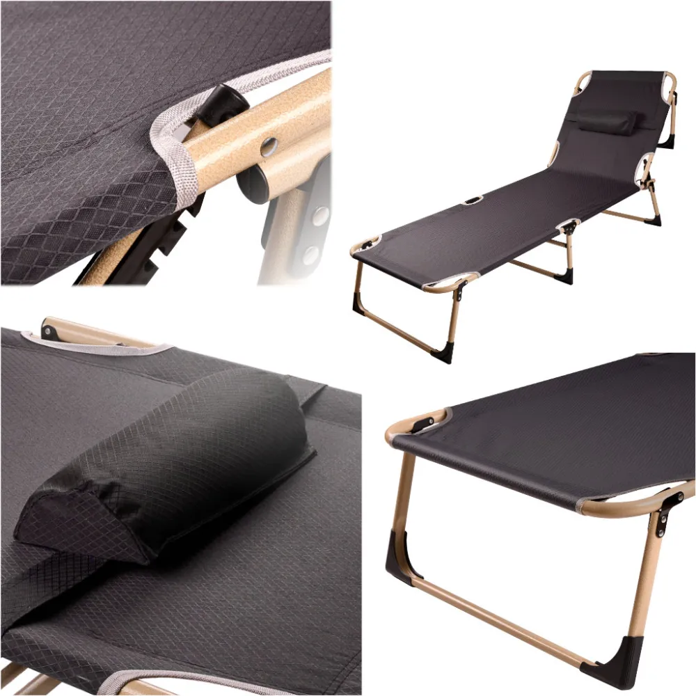 Sulankstoma kelioninė lauko lova canada recliner reguliuojama 193 cm pilka-Namai, laisvalaikis, turizmas, Turizmas-e-vaikas
