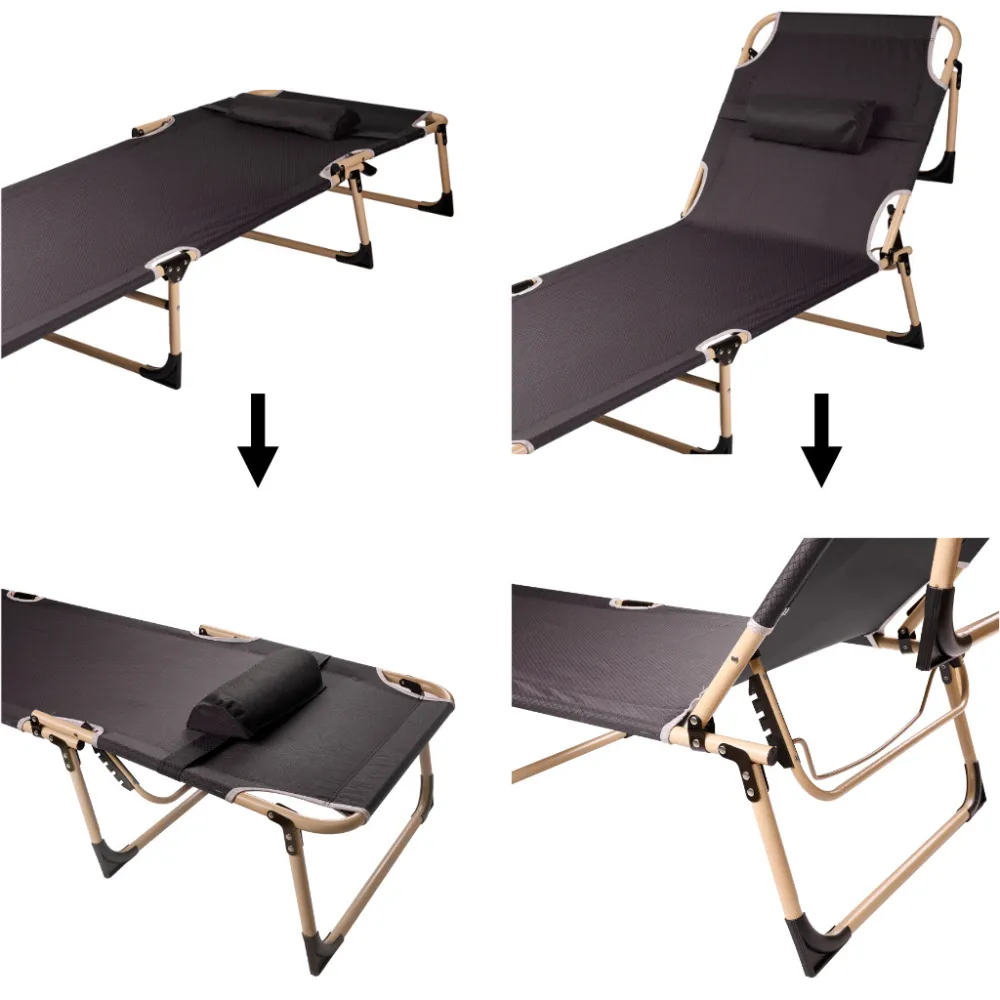 Sulankstoma kelioninė lauko lova canada recliner reguliuojama 193 cm pilka-Namai, laisvalaikis, turizmas, Turizmas-e-vaikas