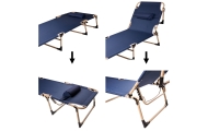 Sulankstoma turistinė lova Kanada reguliuojama sofa 193 cm tamsiai mėlyna