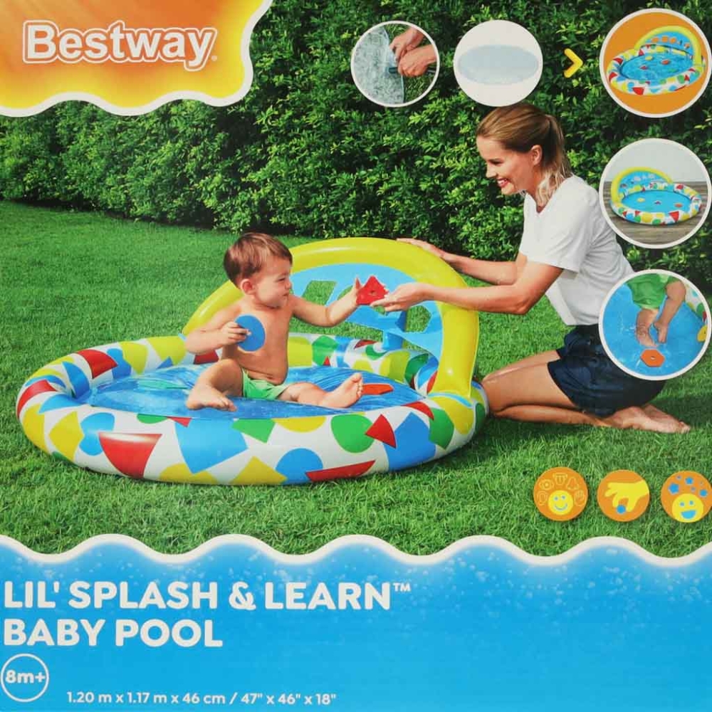 Pripučiamas baseinas su formų rūšiuokle BESTWAY 52378-Žaislai, Lauko žaislai, Baseinai, Pripučiami baseinai-e-vaikas