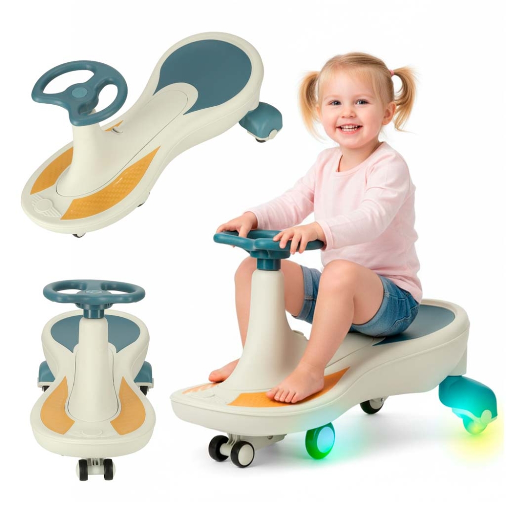 Gravitacinė mašinėlė šviečiantys LED ratai muzika, 76cm iki 120kg, mėlynos / baltos sp.