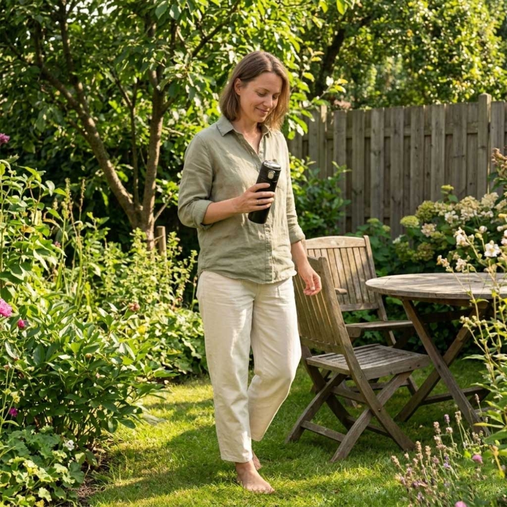 Termo puodelis su kandikliu LED termosas 420ml juodas