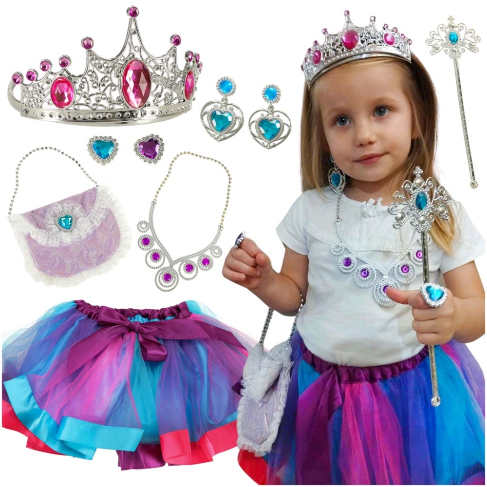 Kostiumų karalienė princesė karūna rankinė 9 vnt.-Drabužiai ir aksesuarai, Karnavalinė apranga-e-vaikas