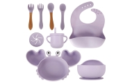 Silikoninių indų rinkinys Krabas 9 el., violetiniai