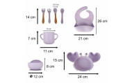 Silikoninių indų rinkinys Krabas 9 el., violetiniai