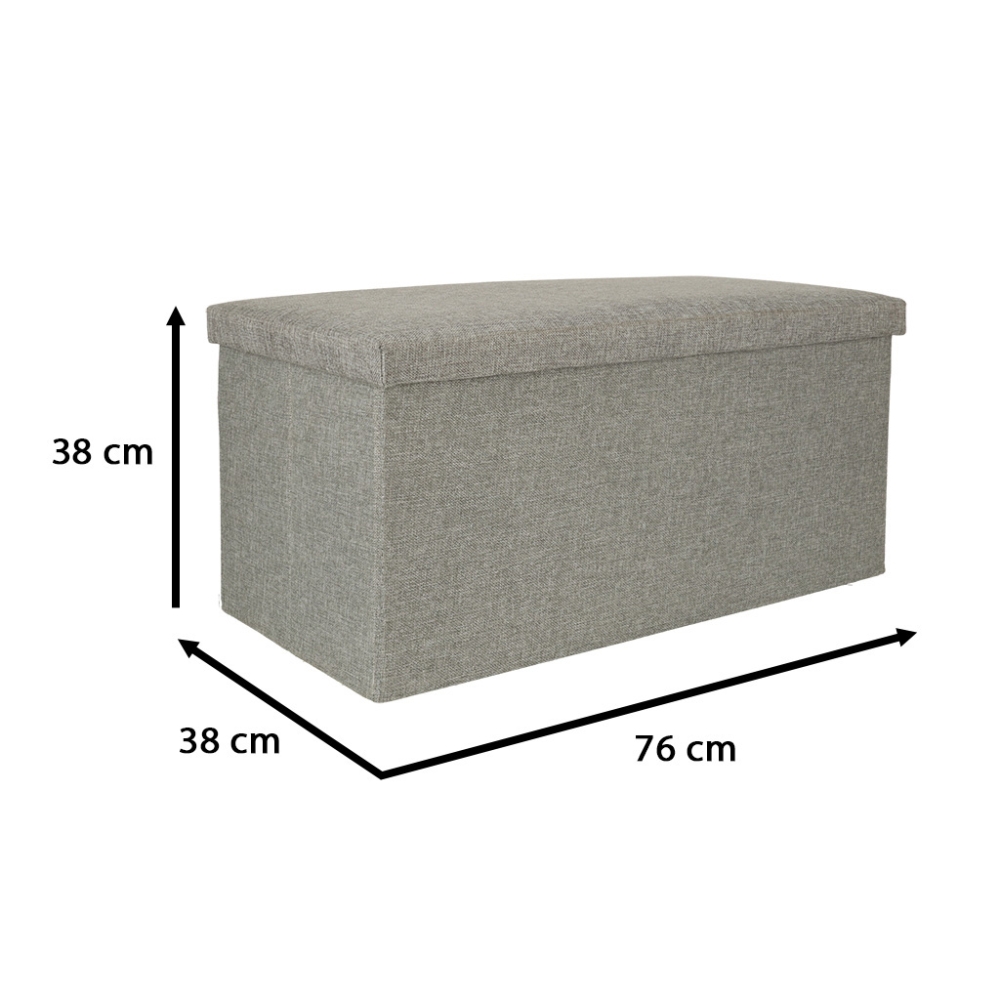 Sulankstomas pufas su daiktadėže pilkas didelis 76x38x38cm-Namai, laisvalaikis, turizmas, Namų apyvokos prekės-e-vaikas