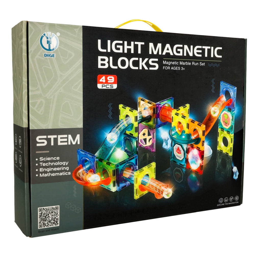 Magnetinis konstruktorius Šviečiantis rutuliukų takelis 49 el.