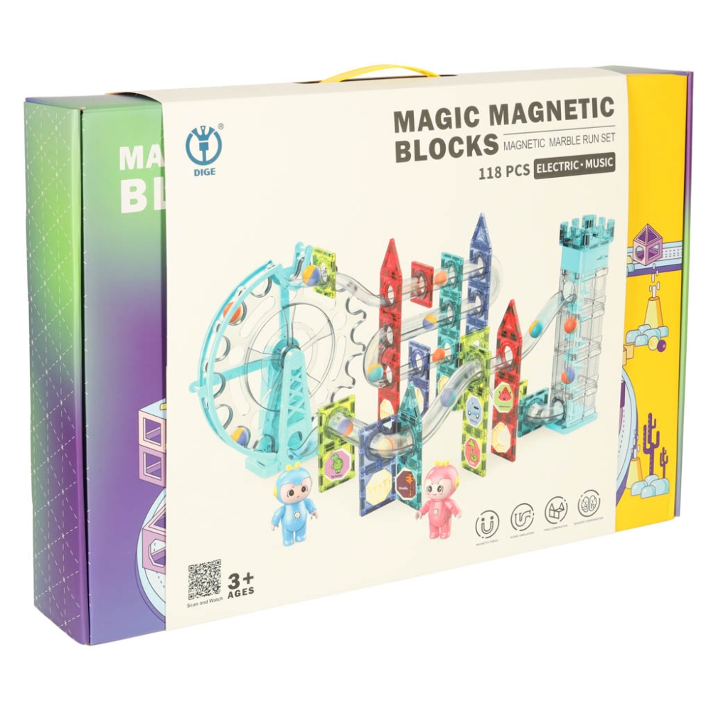 Magnetinis konstruktorius - kamuoliuko takelis su garsais 118 el.