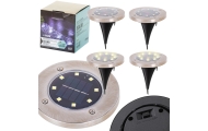 Saulės žemės sodo žibintai 8LED 4 vnt, šiltos baltos spalvos