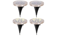 Saulės žemės sodo žibintai 8LED 4 vnt, šiltos baltos spalvos