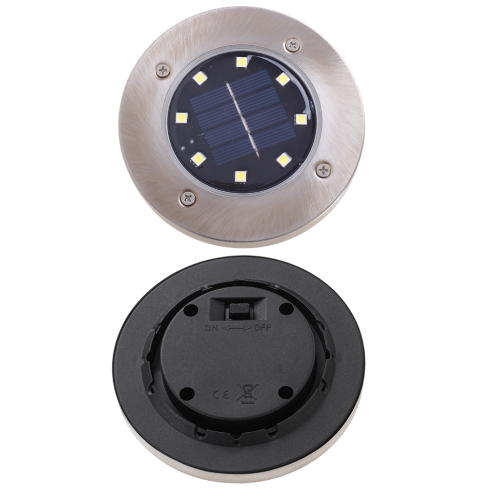 Saulės žemės sodo žibintai 8LED 4 vnt, šiltos baltos spalvos