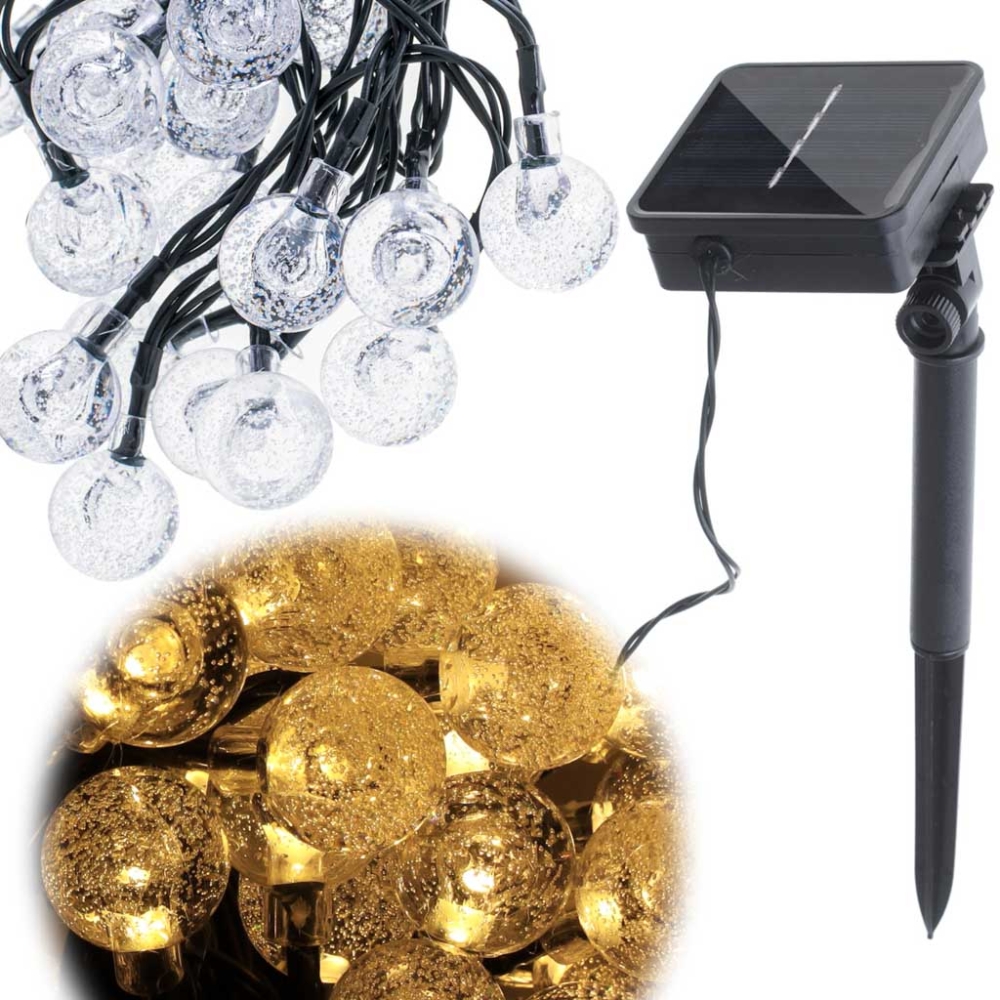 Saulės sodo apšvietimo rutuliukai 7m 50LED šiltai baltos spalvos-Namai, laisvalaikis, turizmas, Sodas - daržas-e-vaikas
