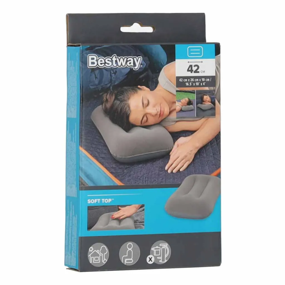 Kelioninė pripučiama veliūrinė pagalvėlė BESTWAY 67121 pilka-Namai, laisvalaikis, turizmas, Turizmas-e-vaikas