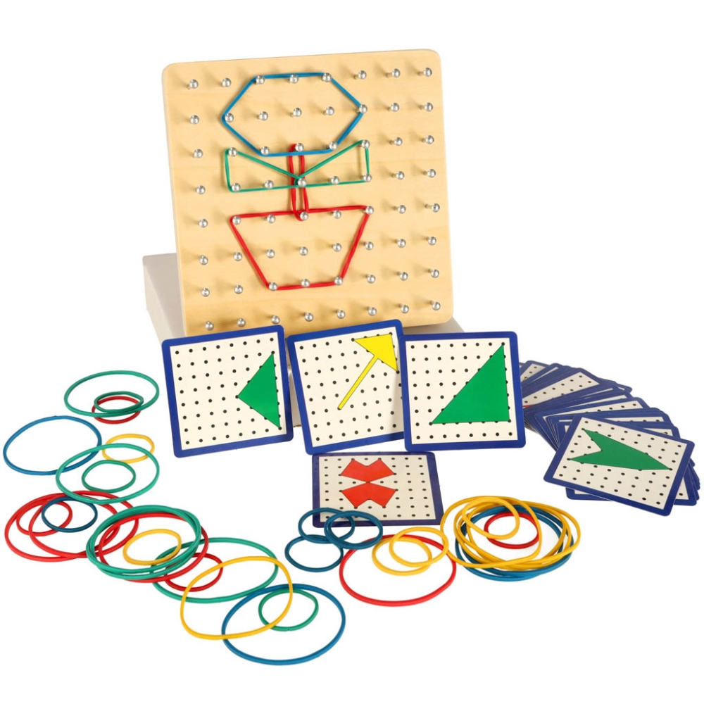 Medinė dėlionė - Formų kūrimas su gumytėmis Geoboard Geoplan-Žaislai, Lavinamieji žaislai, Dėlionės, 3D - tūrinės dėlionės, Moko