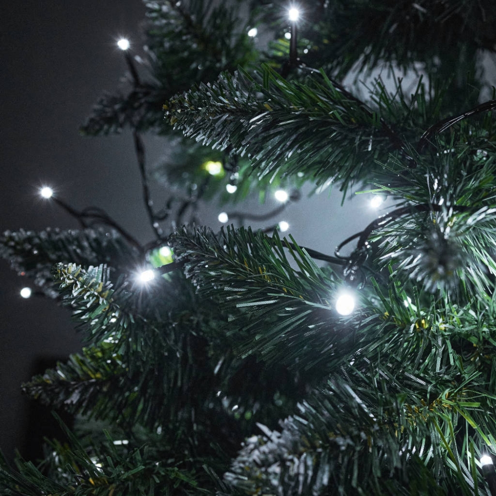 LED žibintai šviesos grandinė 10m 100LED šaltai balta