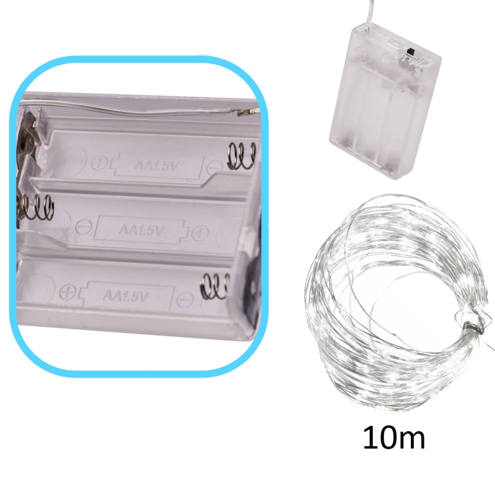 LED dekoratyvinis apšvietimas 10m 100LED šaltai balta