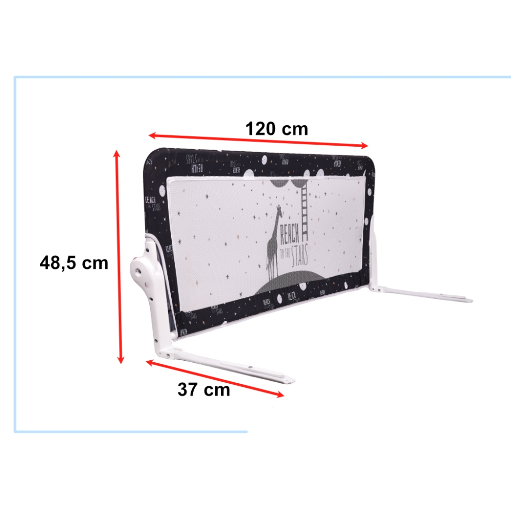 Lovytės apsauginis barjeras 120 cm juodas-Miegui, Lovyčių, maniežų priedai-e-vaikas