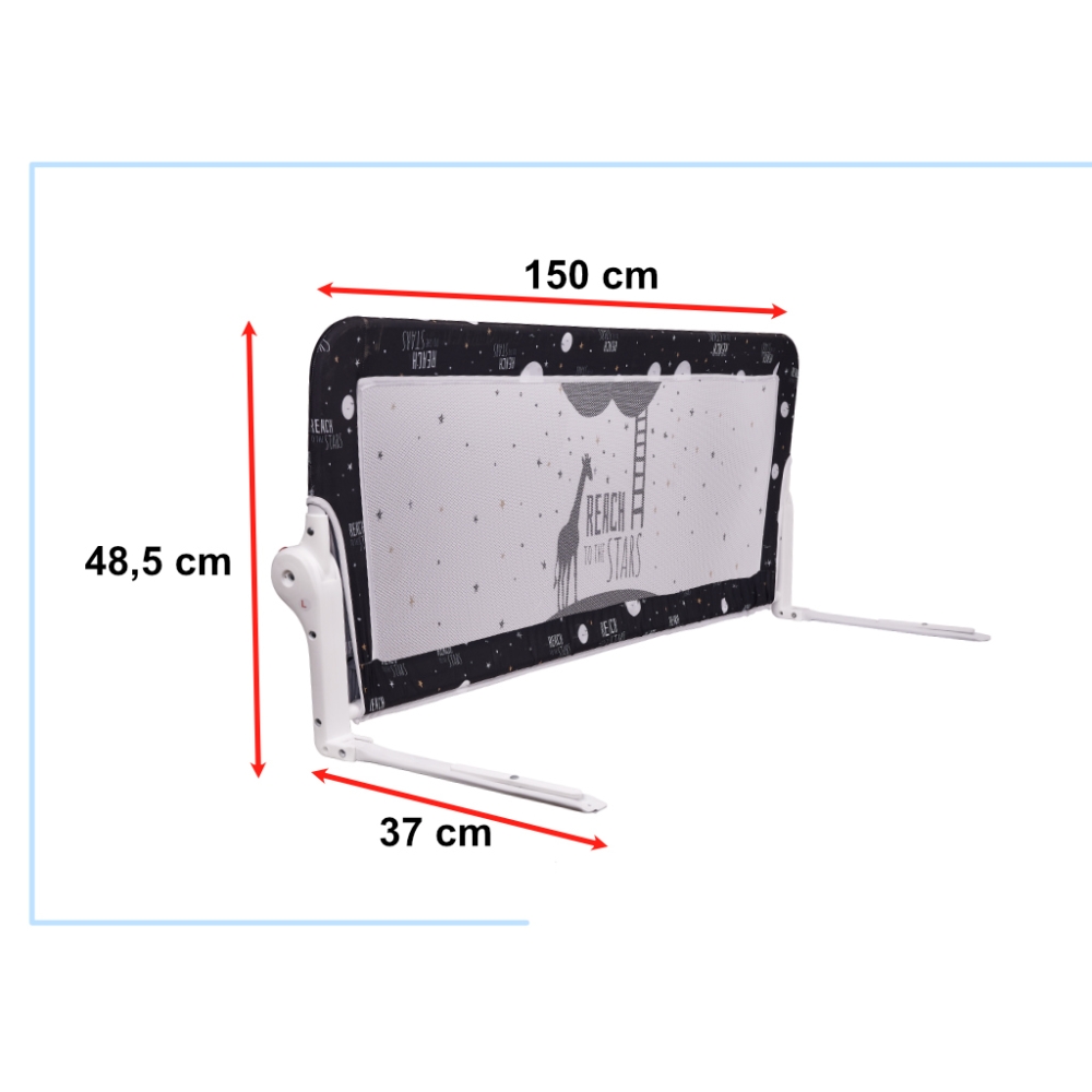 Lovytės apsauginis barjeras 150 cm juodas-Miegui, Lovyčių, maniežų priedai-e-vaikas