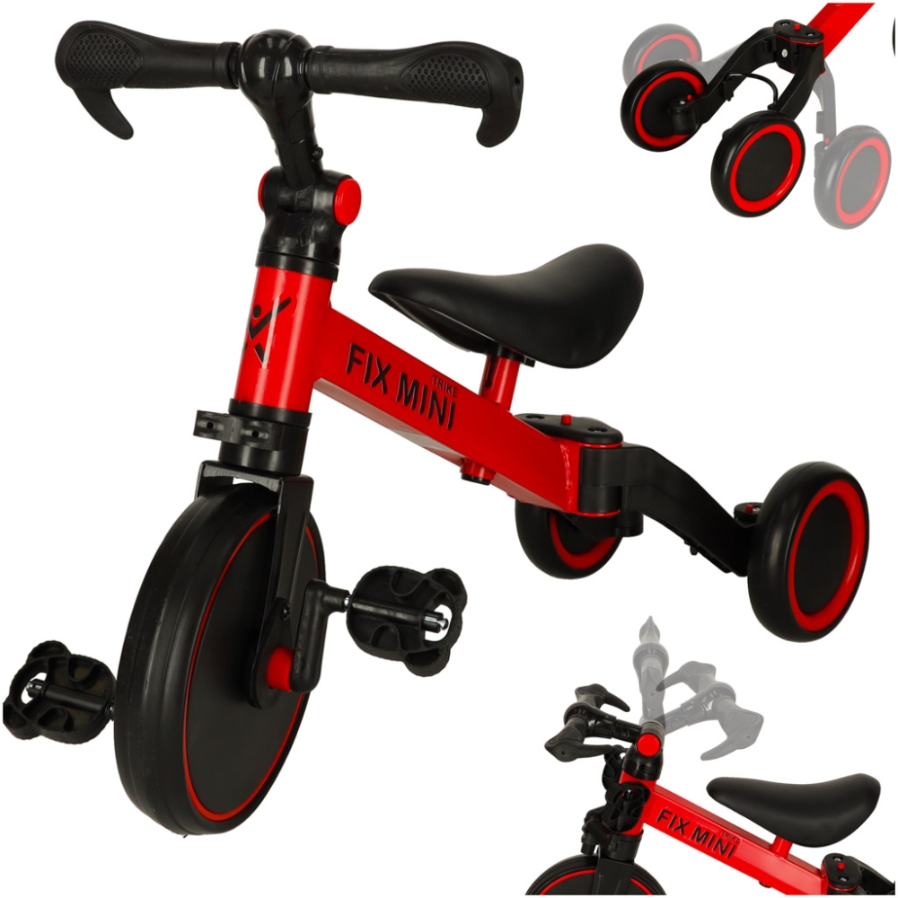 Balansinis dviratukas / triratukas Trike Fix Mini 3in1 su pedalais raudonas-Judėjimui, Balansiniai dviratukai, Triratukai vaikam