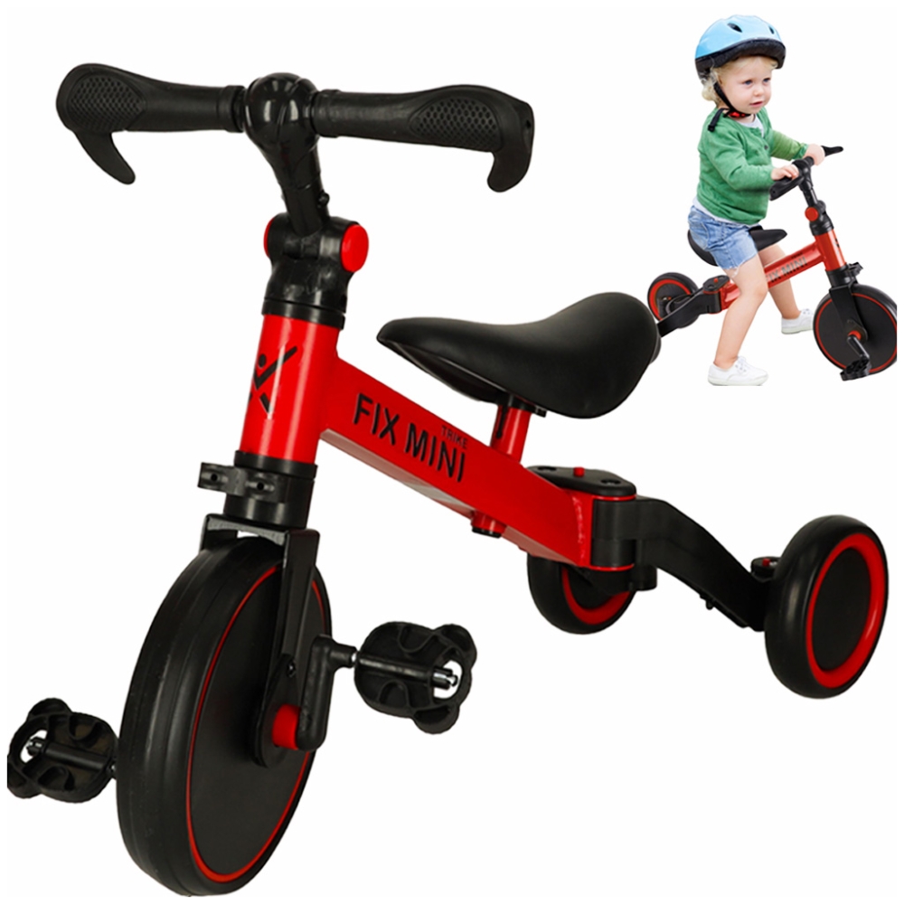 Balansinis dviratukas / triratukas Trike Fix Mini 3in1 su pedalais raudonas-Judėjimui, Balansiniai dviratukai, Triratukai vaikam