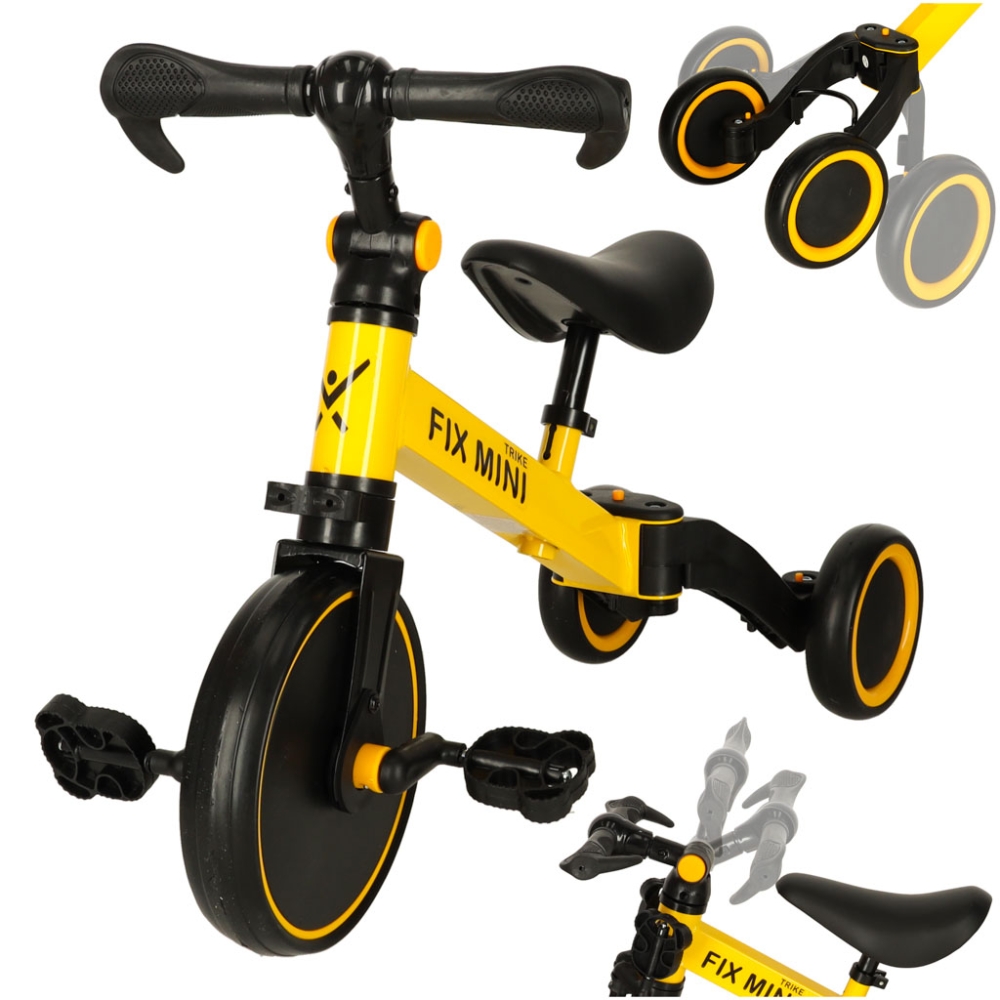 Balansinis dviratukas / triratukas Trike Fix Mini 3in1 su pedalais geltonas-Judėjimui, Balansiniai dviratukai, Triratukai vaikam